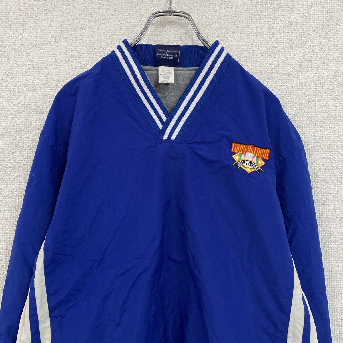 90s　COOPERSTOWN　クーパーズタウン　ナイロンプルオーバージャケット　ヴィンテージ　青　ブルー　古着