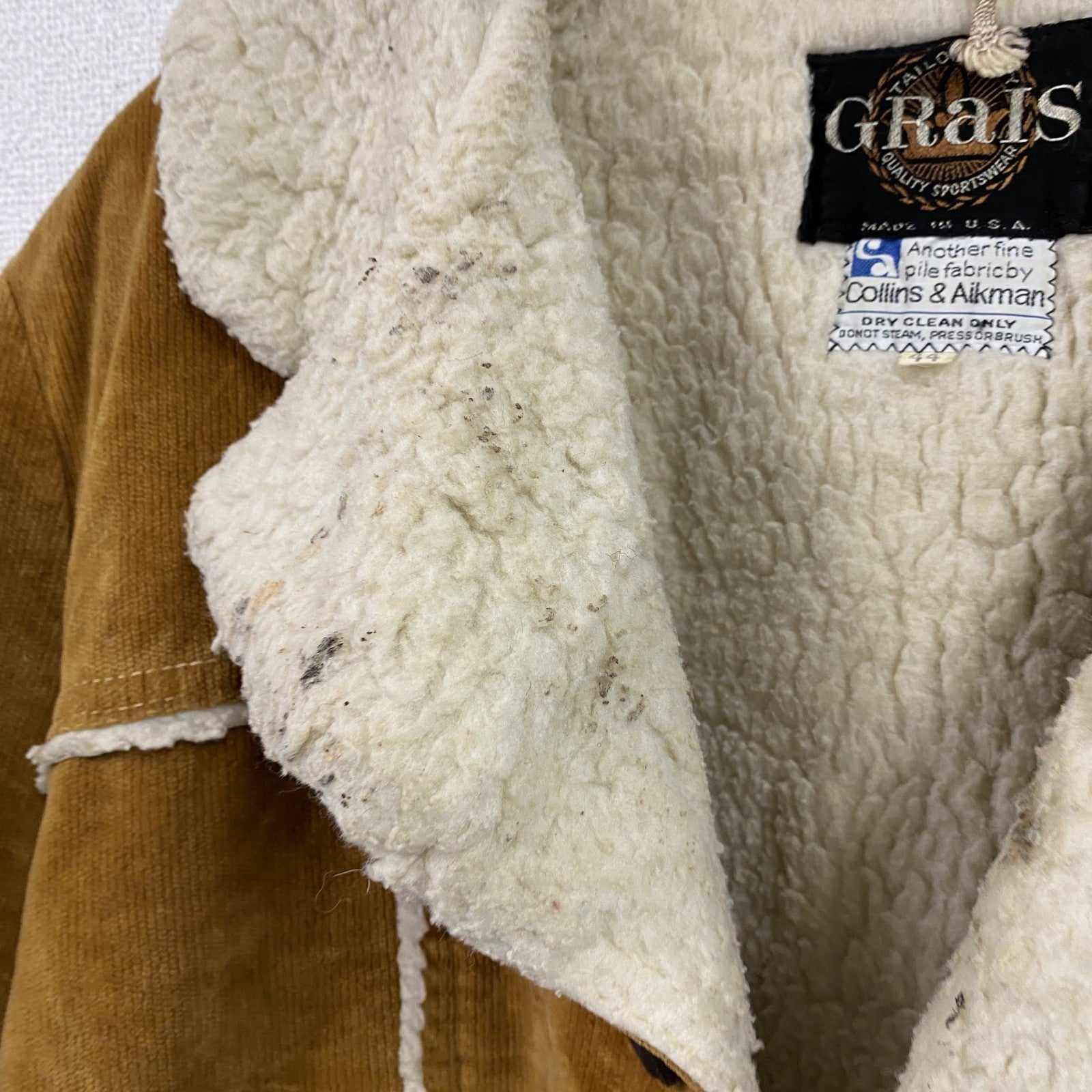 ～70s　GRaIS　ランチジャケット　コーデュロイジャケット　ヴィンテージ　キャメル　44サイズ　古着