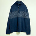 TOMMYHILFIGER　長袖ハーフボタンニット　セーター　ネイビー　紺　秋冬服　ビッグシルエット　XXLサイズ　古着