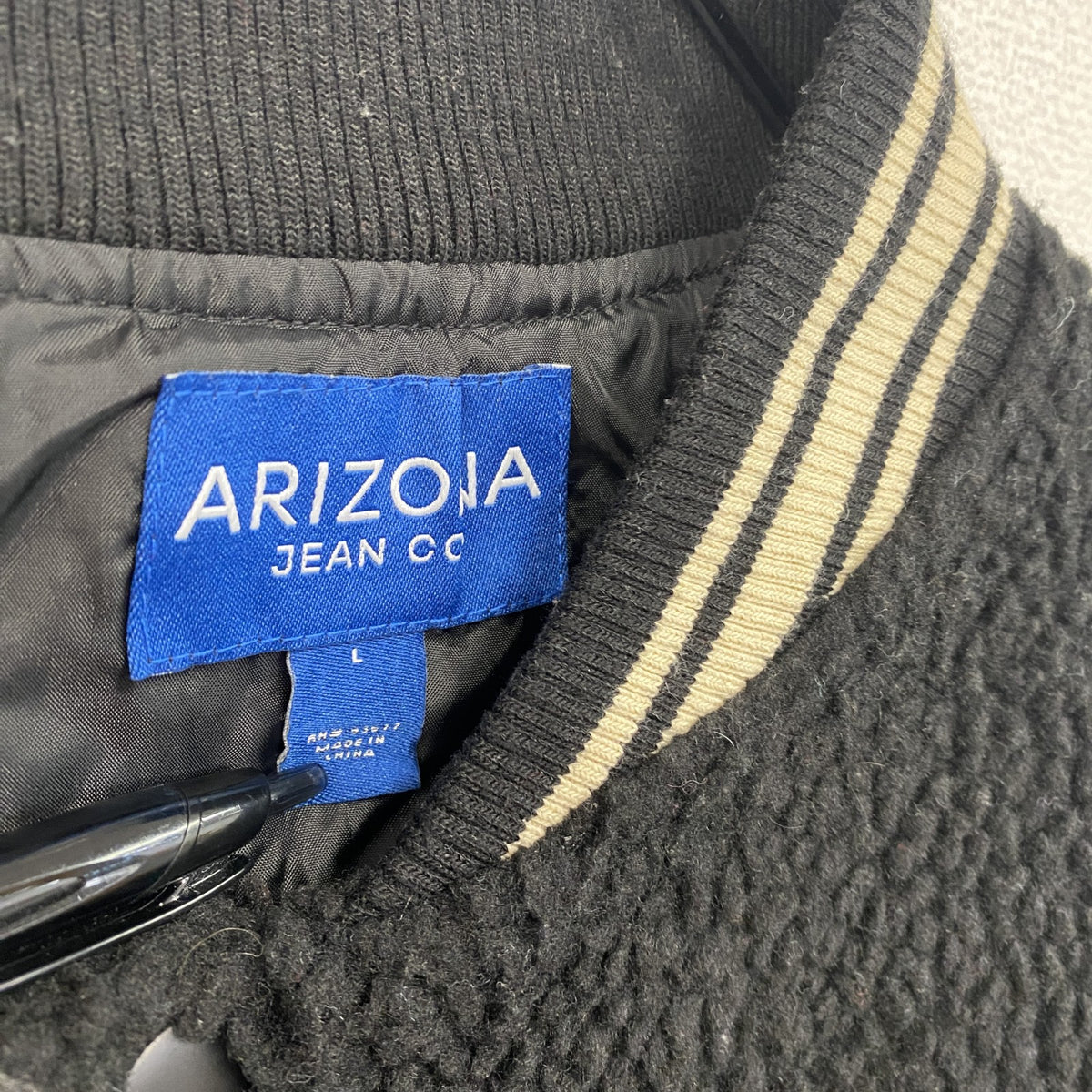 ARIZONA　フリーススタジャン/スタジアムジャケット　黒　ブラック　Lサイズ　古着