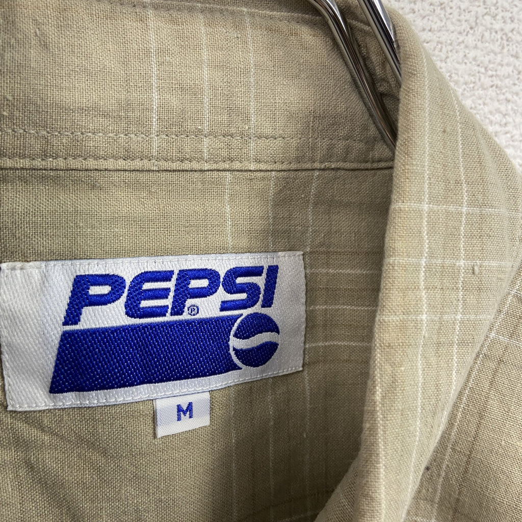 00s　PEPSI COLA　ペプシコーラ　長袖シャツ　チェック柄　企業　ベージュ　Mサイズ　古着