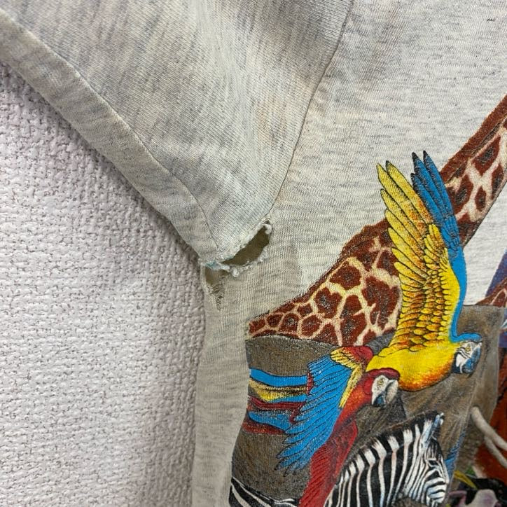 CALCRU　カルクルー　半袖プリントTシャツ　シングルステッチ　ヴィンテージ　霜降りグレー　Lサイズ　古着