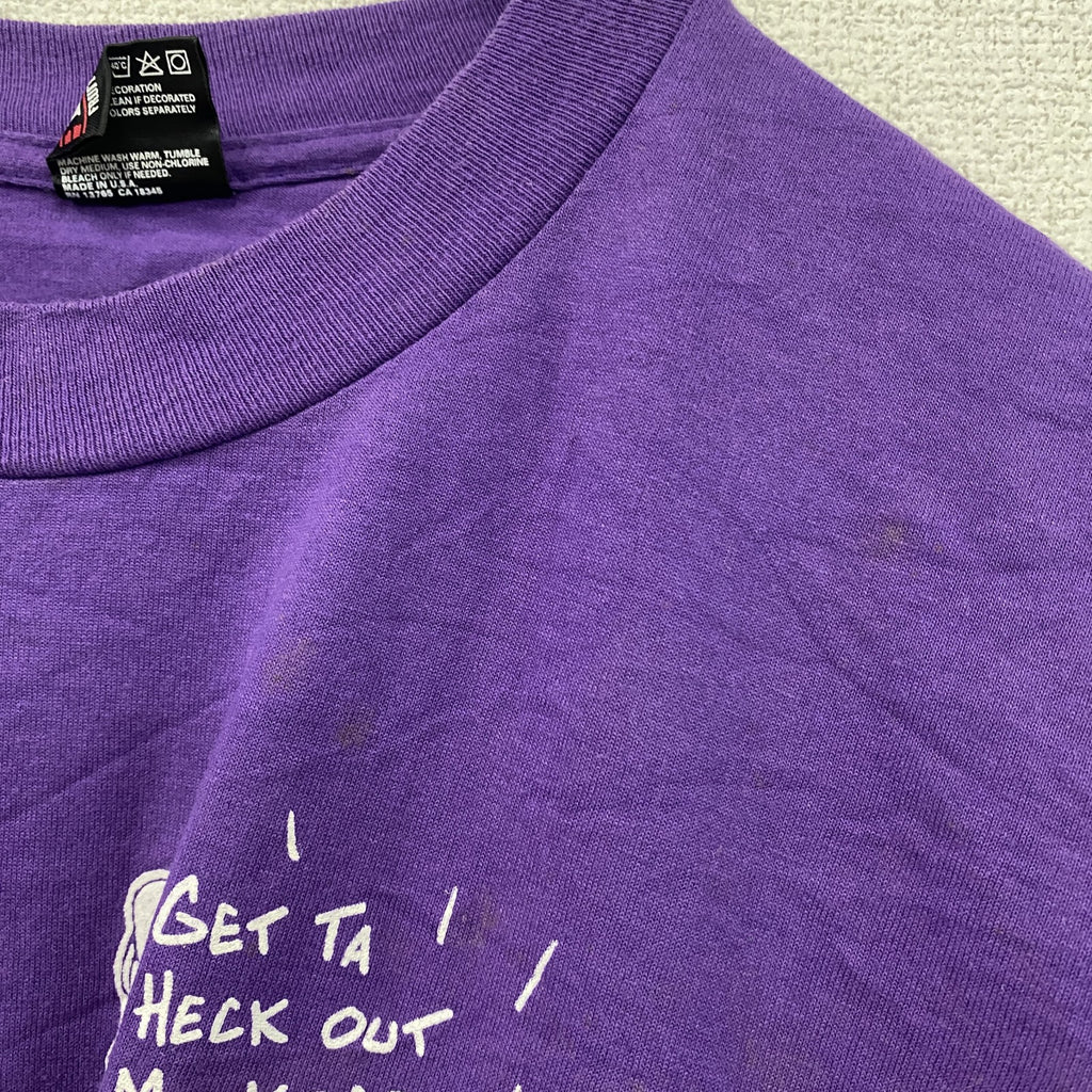 90s　BEST　FRUIT OF THE LOOM　半袖プリントTシャツ　シングルステッチ　ヴィンテージ　紫　パープル　XLサイズ　古着
