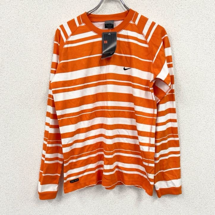 00s　NIKE　ナイキ　長袖Tシャツ/ロンT　ボーダー柄　デッドストック　オレンジ　Mサイズ　古着