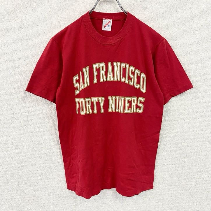 JERZEES　ジャージーズ　半袖プリントTシャツ　カレッジT　ヴィンテージ　シングルステッチ　赤　レッド　Mサイズ　古着