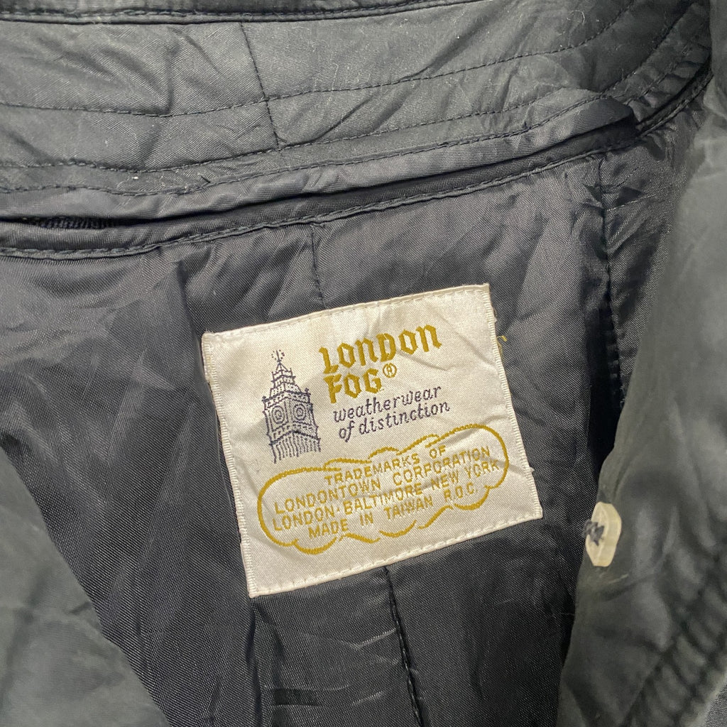 LONDON FOG　ロンドンフォグ　トレンチコート　比翼仕立て　スタンドカラー　黒　ブラック　16サイズ メンズ 古着
