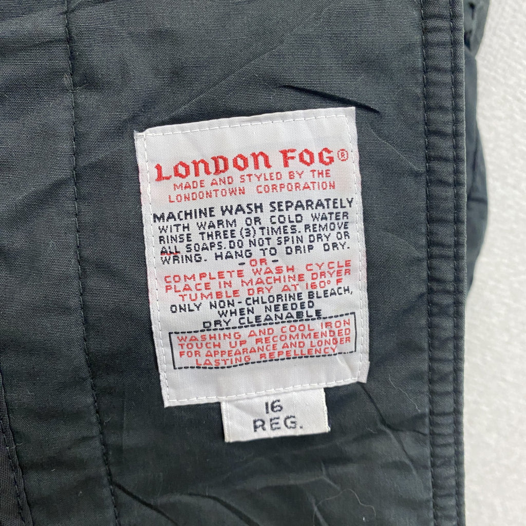 LONDON FOG　ロンドンフォグ　トレンチコート　比翼仕立て　スタンドカラー　黒　ブラック　16サイズ メンズ 古着