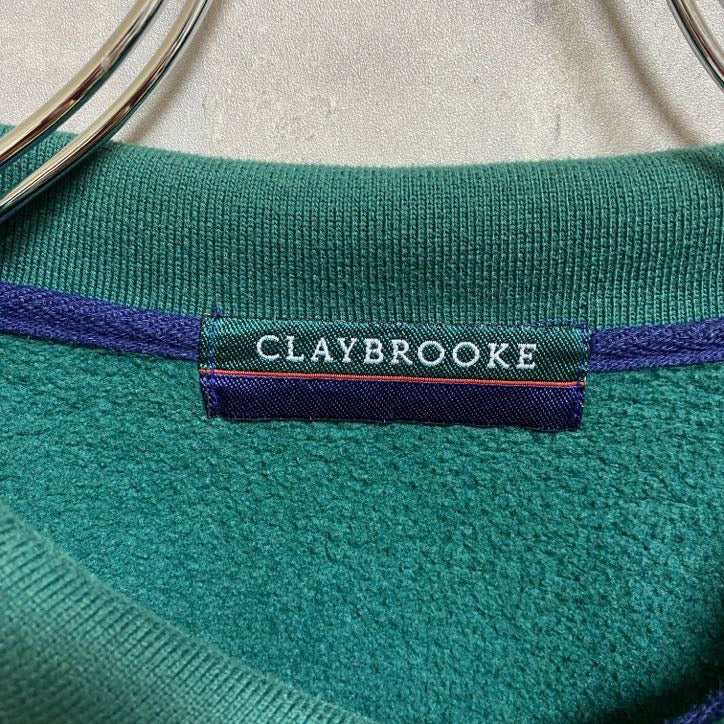 古着 used　CLAYBROOKE　クレイブルック　長袖ハーフボタンスウェット　トレーナー　緑　オーバーサイズ　XXLサイズ