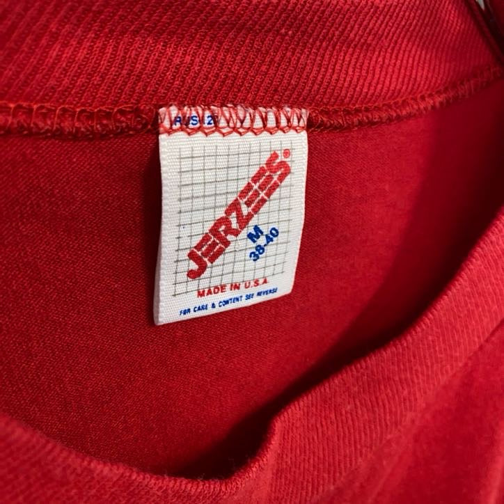 JERZEES　ジャージーズ　半袖プリントTシャツ　カレッジT　ヴィンテージ　シングルステッチ　赤　レッド　Mサイズ　古着
