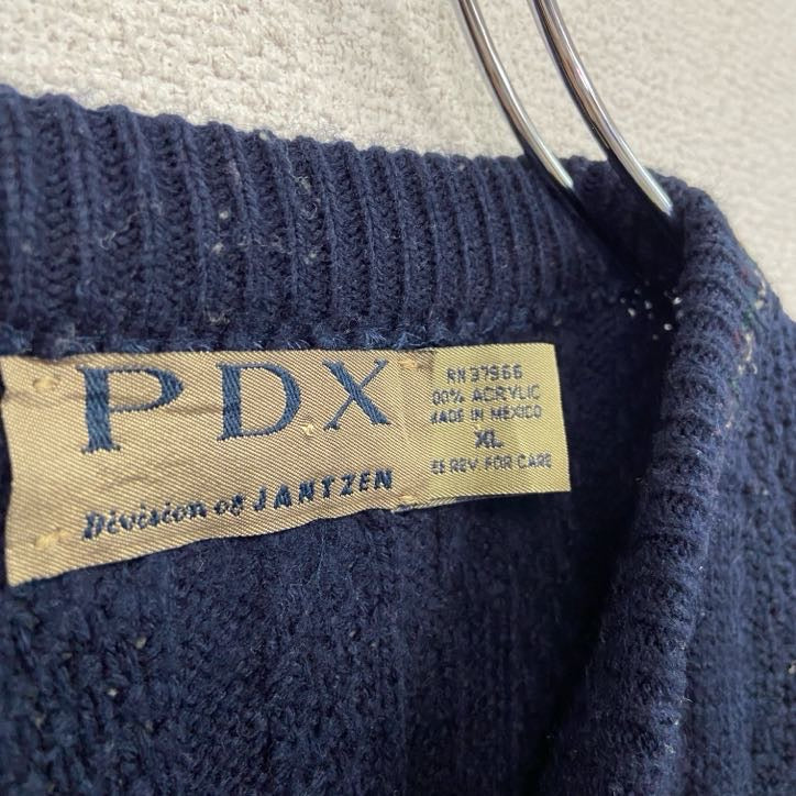 90s　PDX　JANTZEN　アクリルニットセーター　紺　ネイビー　古着