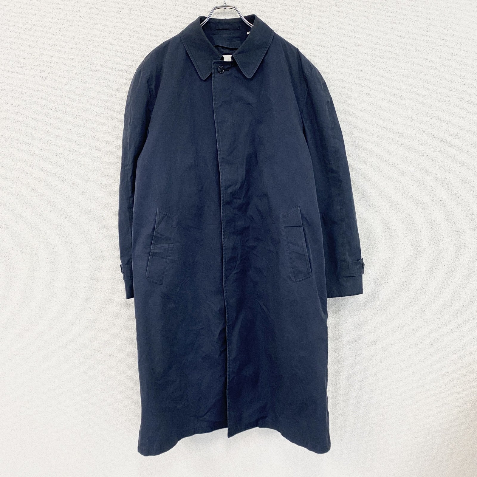 LONDON FOG　ロンドンフォグ　トレンチコート　比翼仕立て　紺　ネイビー　44サイズ　古着