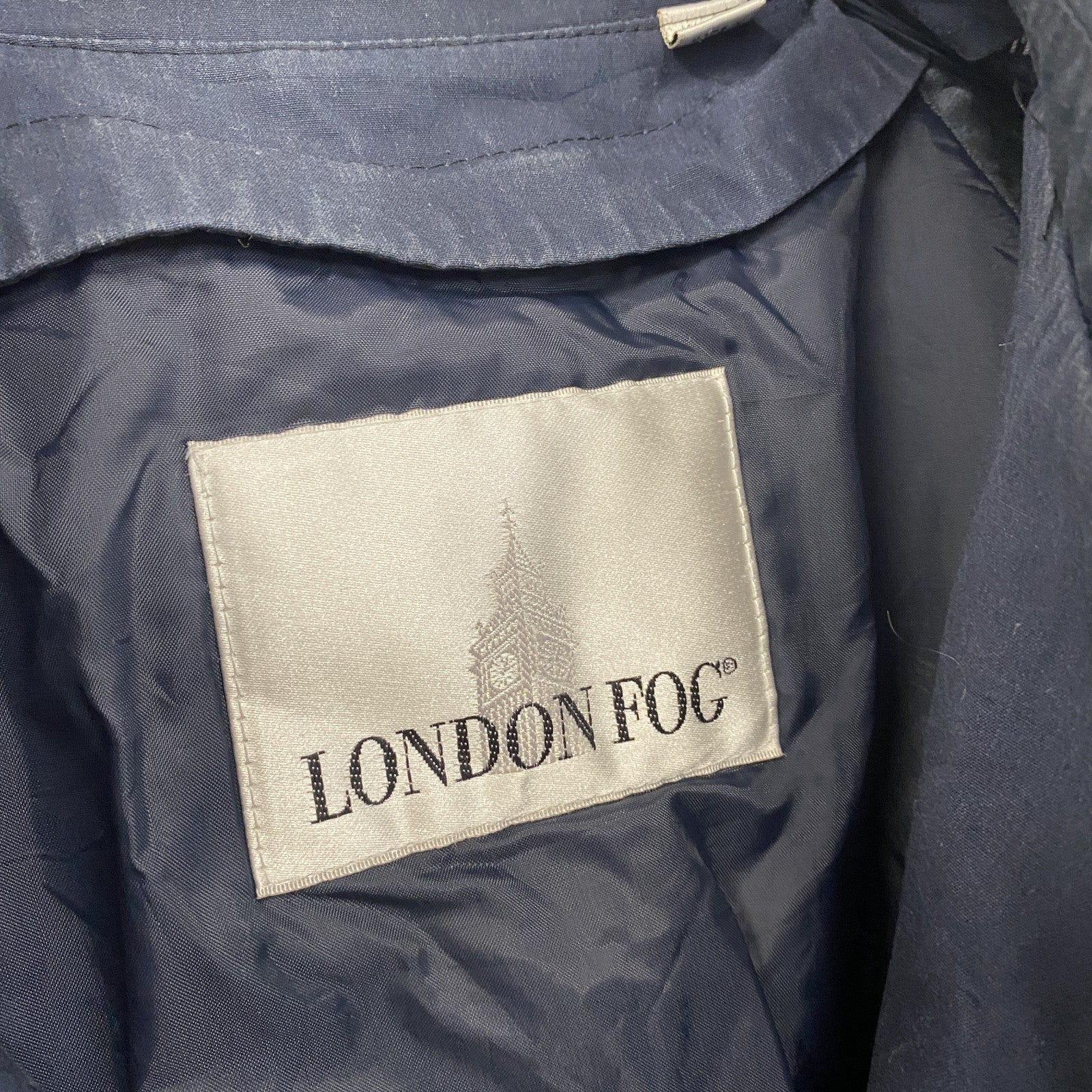LONDON FOG　ロンドンフォグ　トレンチコート　比翼仕立て　紺　ネイビー　44サイズ　古着
