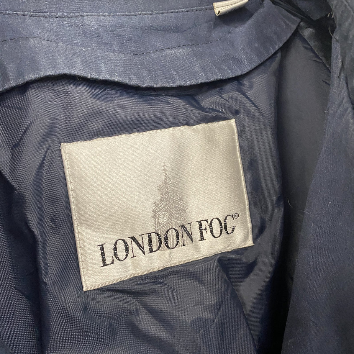 LONDON FOG　ロンドンフォグ　トレンチコート　比翼仕立て　紺　ネイビー　44サイズ メンズ 古着