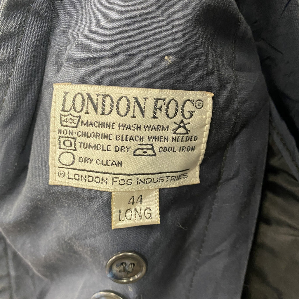 LONDON FOG　ロンドンフォグ　トレンチコート　比翼仕立て　紺　ネイビー　44サイズ　古着