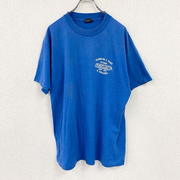 FRUIT OF THE LOOM　半袖プリントTシャツ　シングルステッチ　ヴィンテージ　青　ブルー　XLサイズ　古着