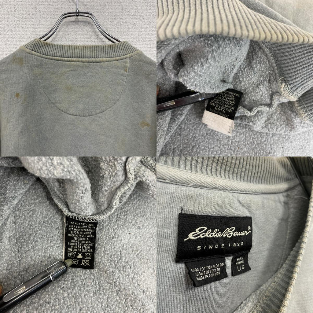 90s～　Eddie Bauer LEGEND　エディーバウアー　スウェット/トレーナー　ヴィンテージ　グレー　灰色　Lサイズ　古着