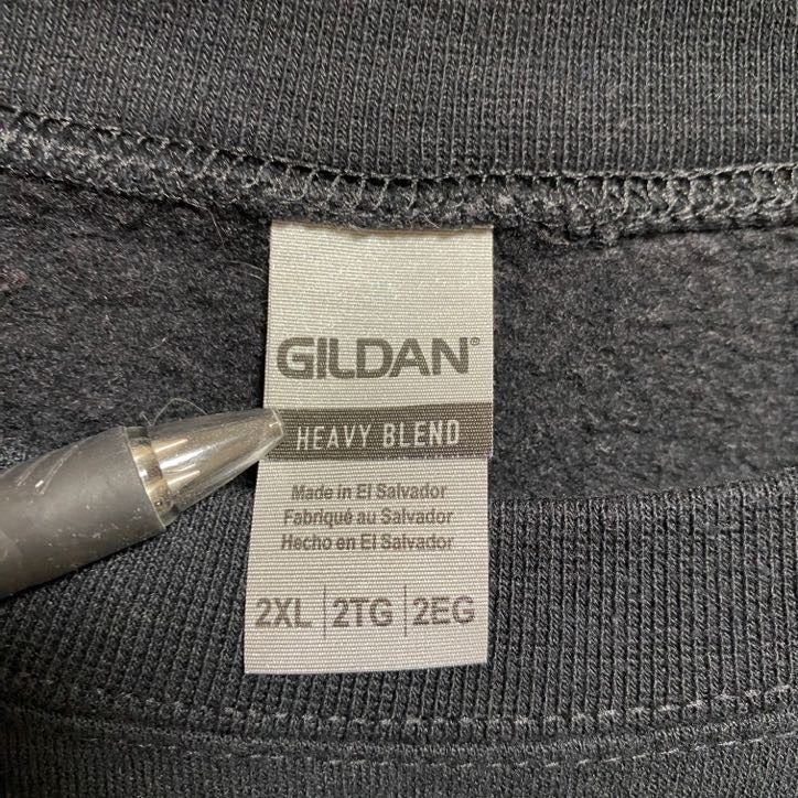 古着 used　GILDAN ギルダン　長袖プリントスウェット　トレーナー　黒　ブラック　クルーネック　XXLサイズ