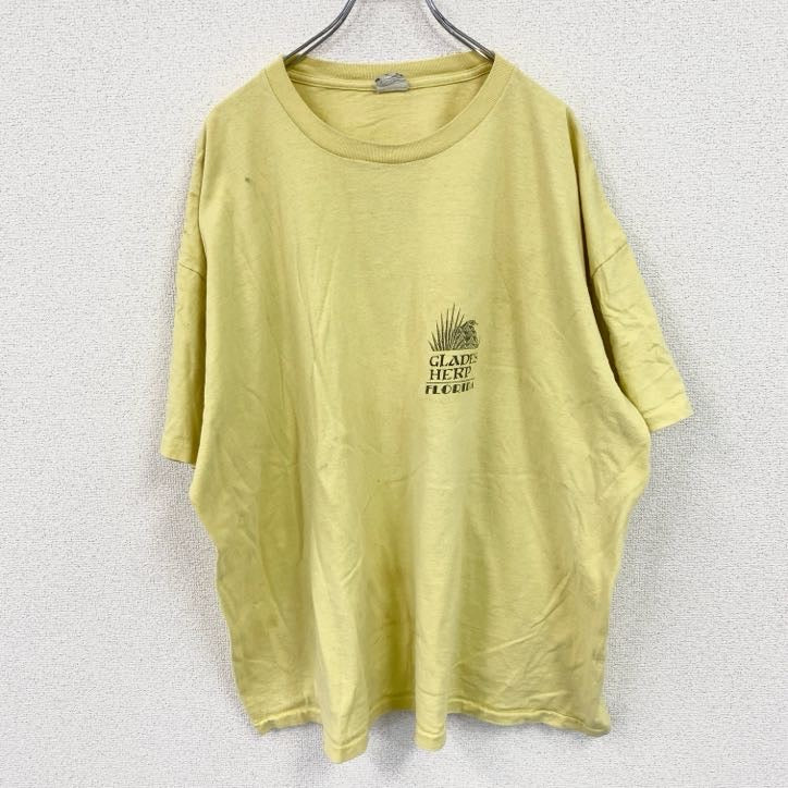 Platinum T's　プラチナム　半袖プリントTシャツ　ヴィンテージ　シングルステッチ　黄色　イエロー　XXXLサイズ　古着
