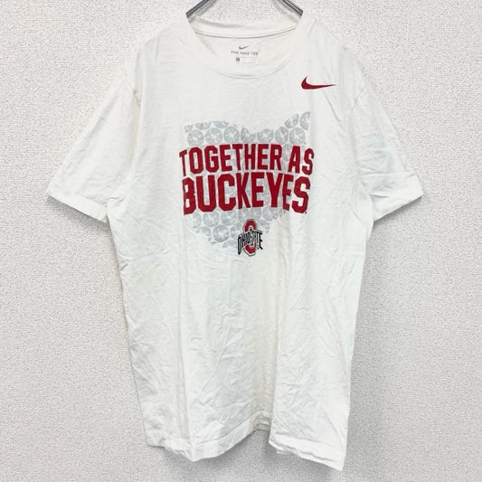 古着 used　NIKE　ナイキ　半袖プリントTシャツ　オハイオステート・バックアイズ　スウッシュロゴ　ホワイト　白　Lサイズ