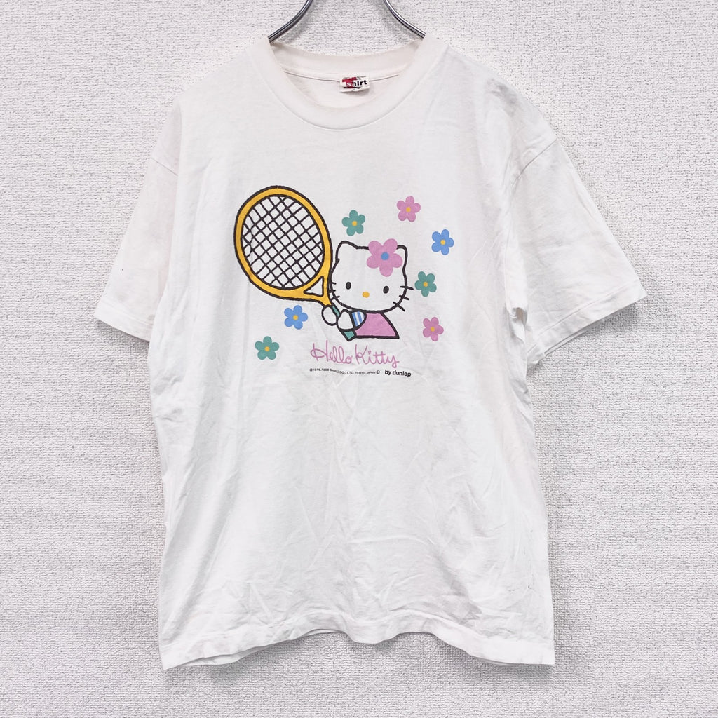 古着 used　～90s　DUNLOP　ダンロップ　HELLO KITTY　ハローキティ　半袖Tシャツ　シングルステッチ　ヴィンテージ　ホワイト　Lサイズ