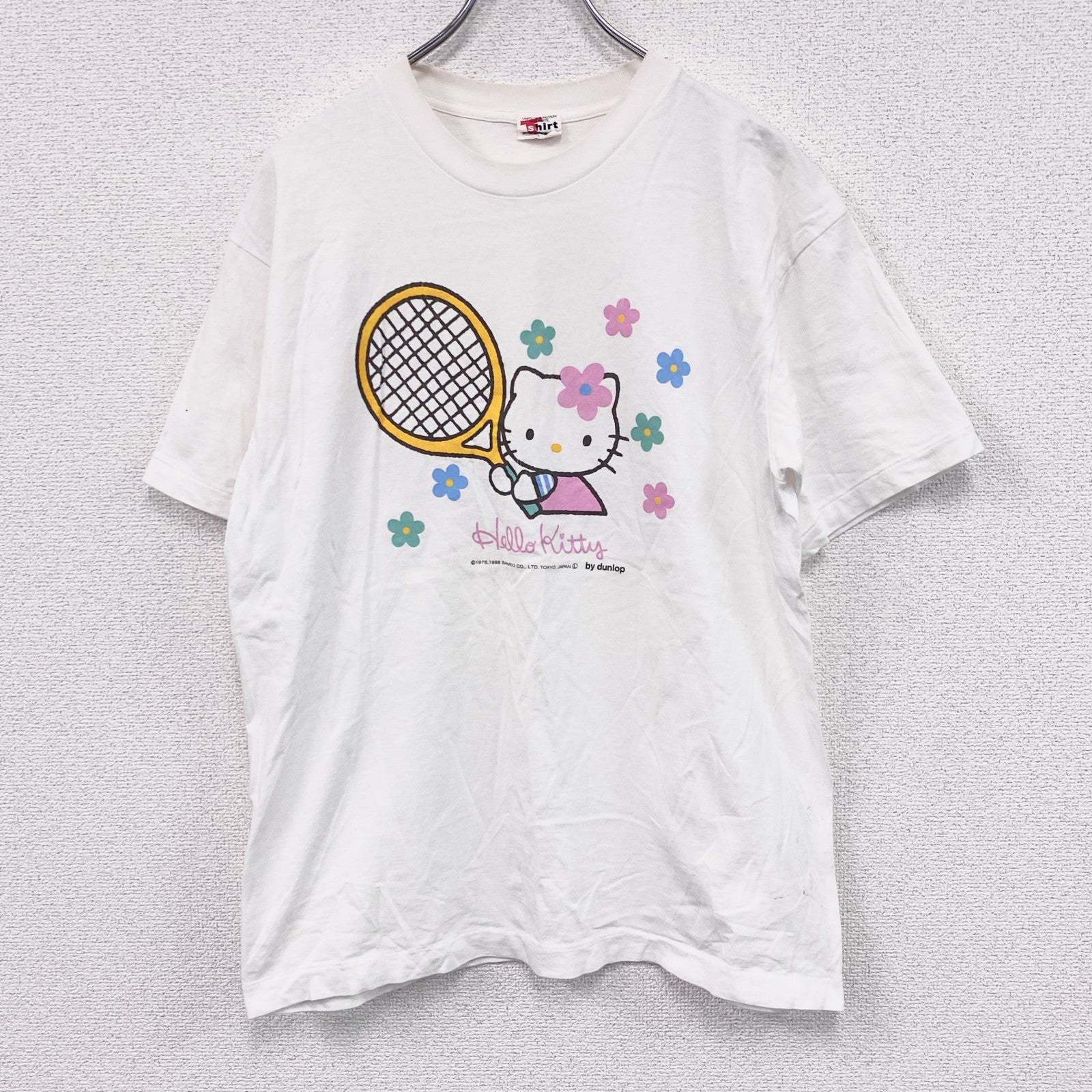 古着 used　～90s　DUNLOP　ダンロップ　HELLO KITTY　ハローキティ　半袖Tシャツ　シングルステッチ　ヴィンテージ　ホワイト　Lサイズ