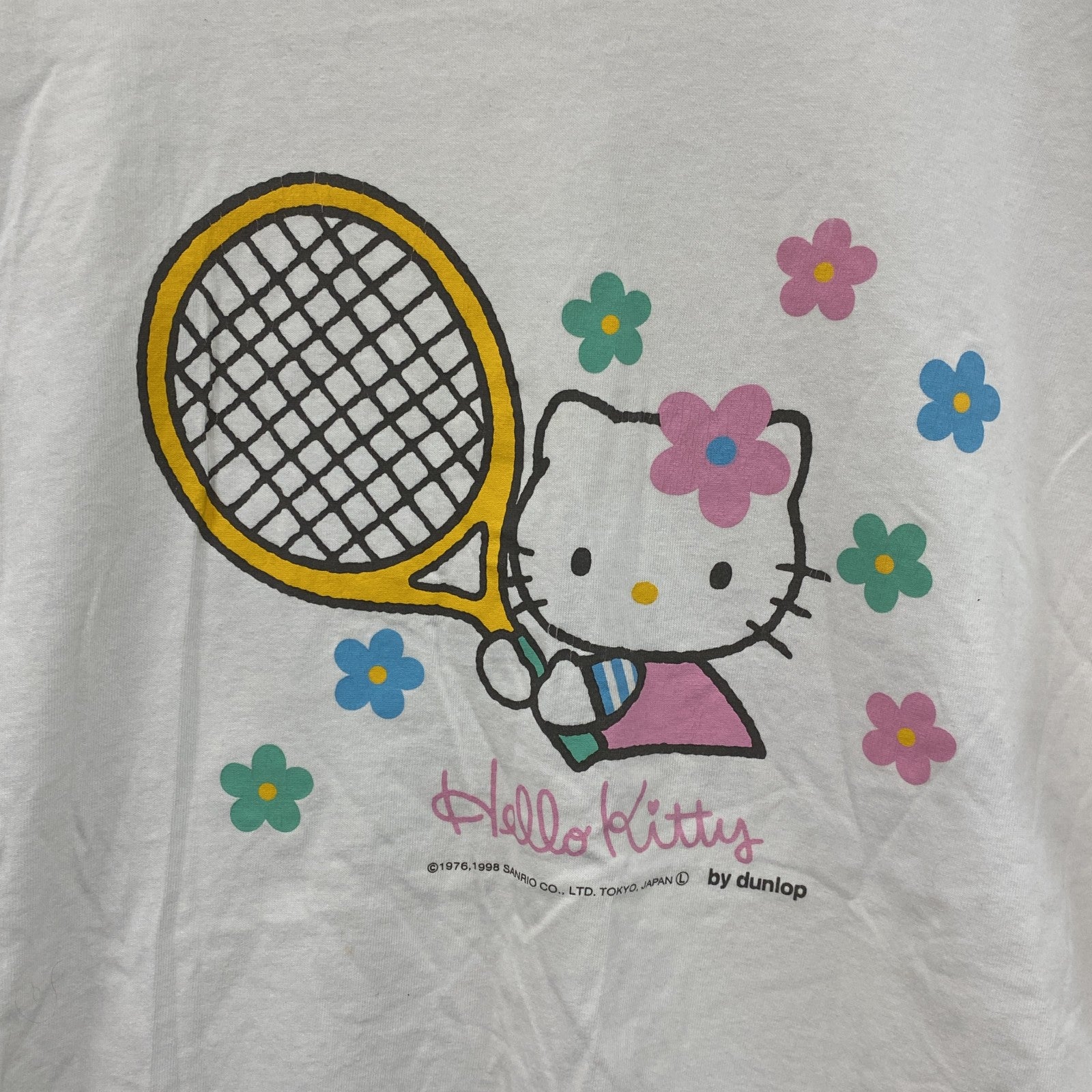 古着 used　～90s　DUNLOP　ダンロップ　HELLO KITTY　ハローキティ　半袖Tシャツ　シングルステッチ　ヴィンテージ　ホワイト　Lサイズ
