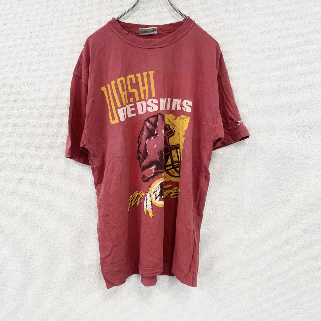 Reebok　リーボック　NFL　ワシントンレッドスキンズ　半袖プリントTシャツ　フェード　赤　レッド　古着