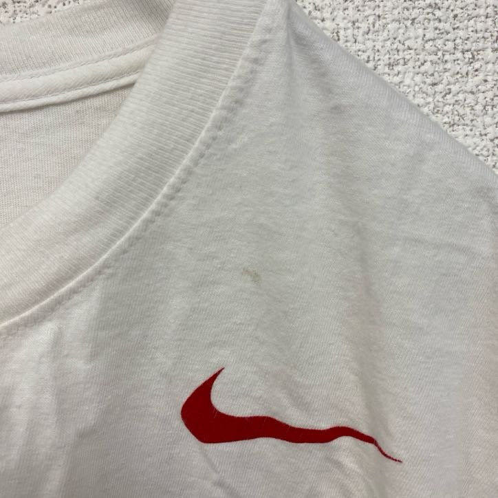 古着 used　NIKE　ナイキ　半袖プリントTシャツ　オハイオステート・バックアイズ　スウッシュロゴ　ホワイト　白　Lサイズ