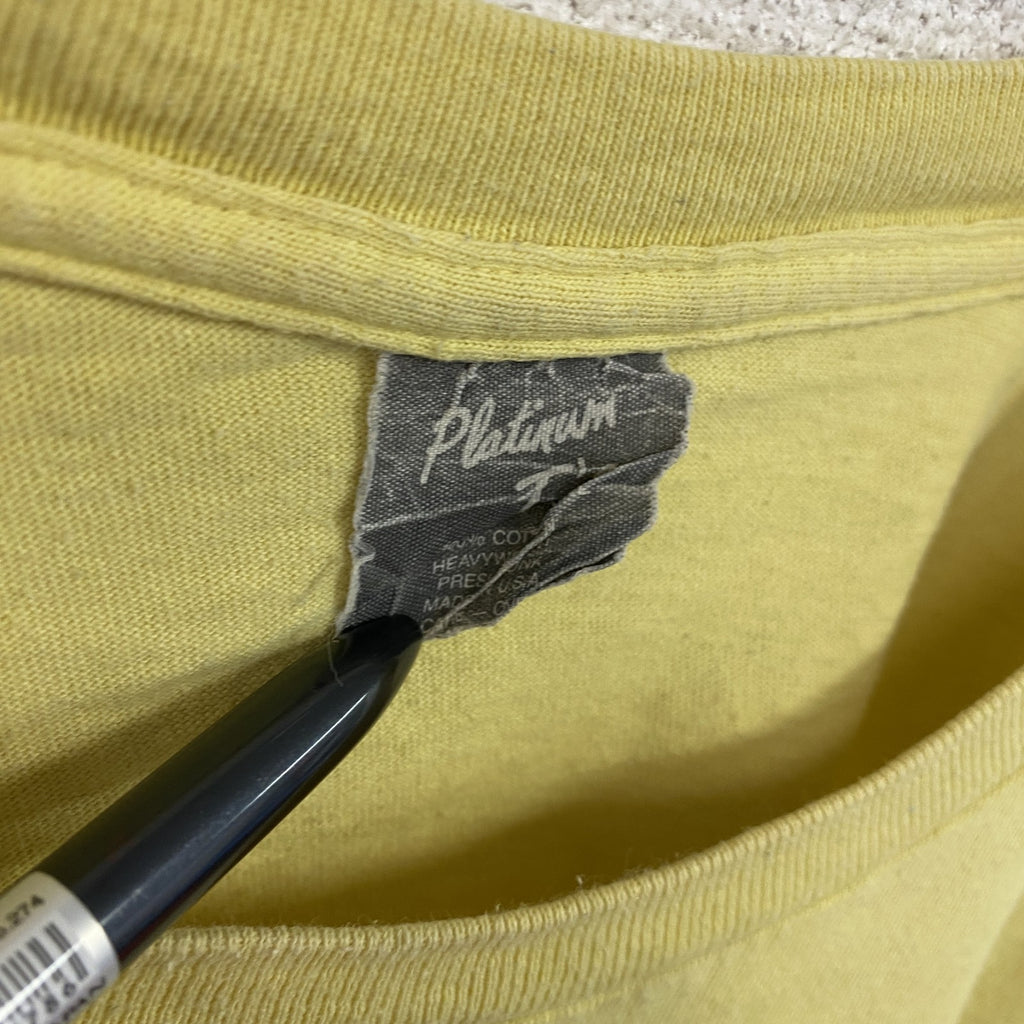 Platinum T's　プラチナム　半袖プリントTシャツ　ヴィンテージ　シングルステッチ　黄色　イエロー　XXXLサイズ　古着