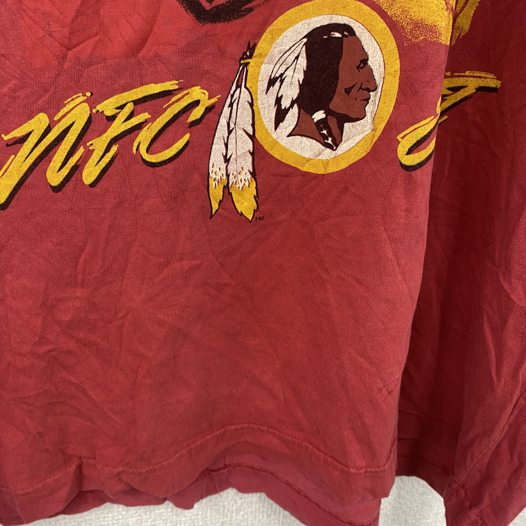Reebok　リーボック　NFL　ワシントンレッドスキンズ　半袖プリントTシャツ　フェード　赤　レッド　古着