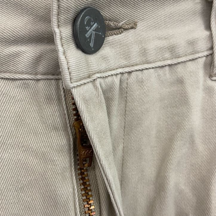90s　Carvin Klein　カルバンクライン　チノパンツ　ジップフライ　ベージュ　33サイズ　古着