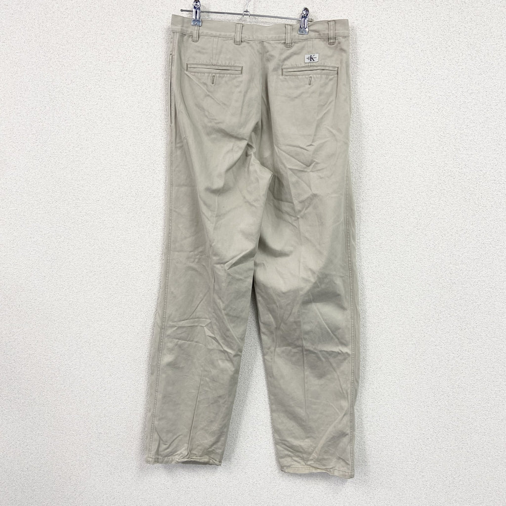 90s　Carvin Klein　カルバンクライン　チノパンツ　ジップフライ　ベージュ　33サイズ　古着