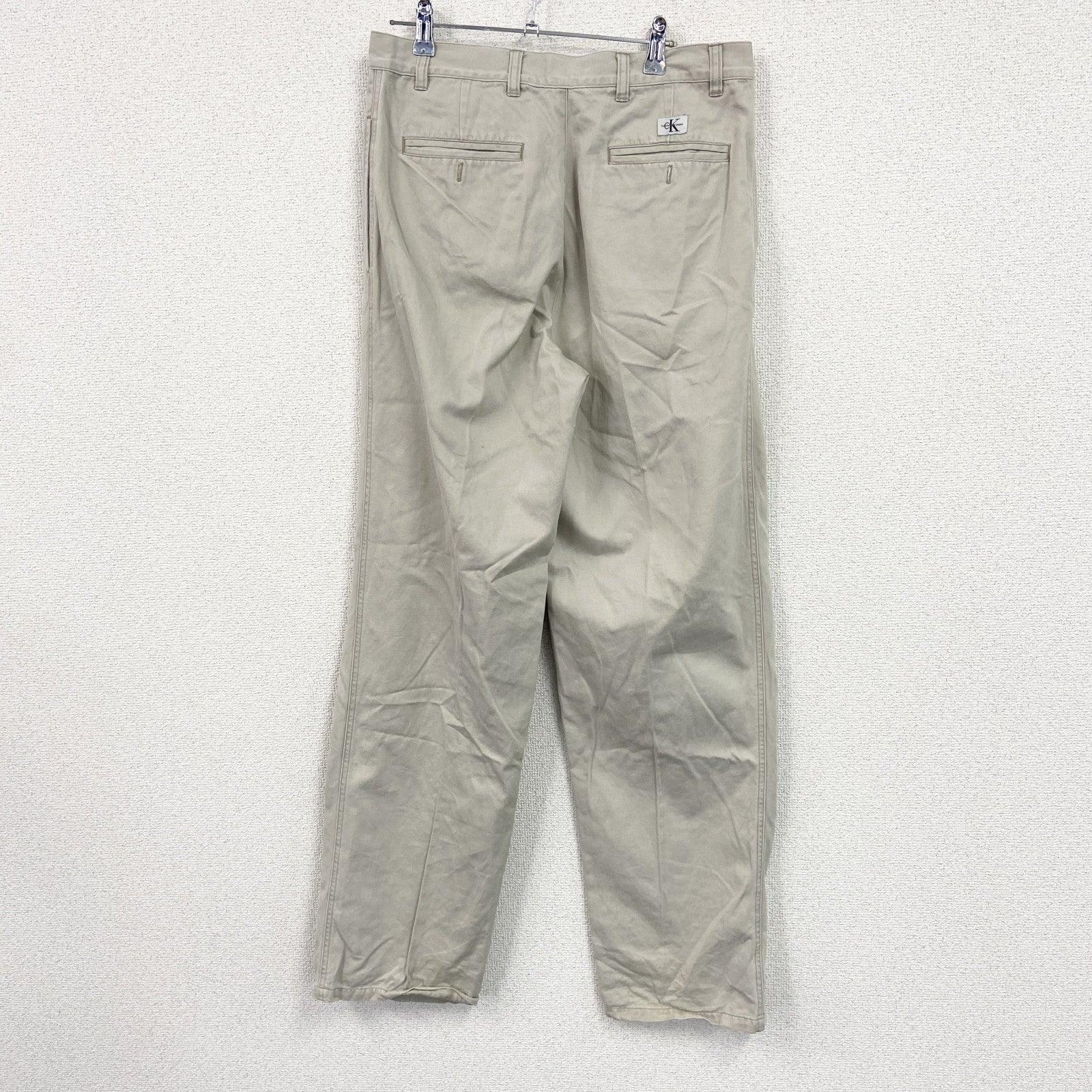 90s　Carvin Klein　カルバンクライン　チノパンツ　ジップフライ　ベージュ　33サイズ　古着