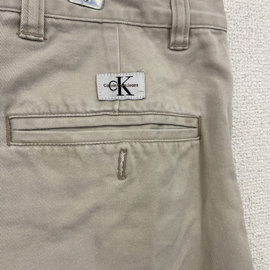 90s　Carvin Klein　カルバンクライン　チノパンツ　ジップフライ　ベージュ　33サイズ　古着