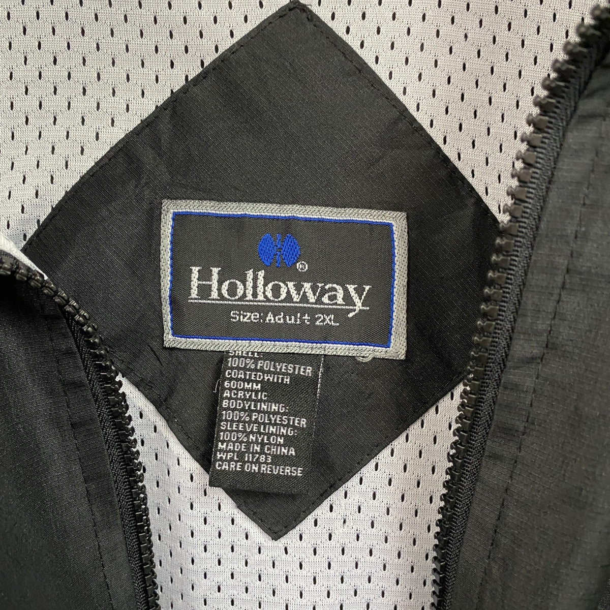 90s　Holloway　ホロウェイ　フルジップジャケット　ヴィンテージ　黒　ブラック　2XLサイズ ウインドブレーカー ナイロンアウター メンズ 古着