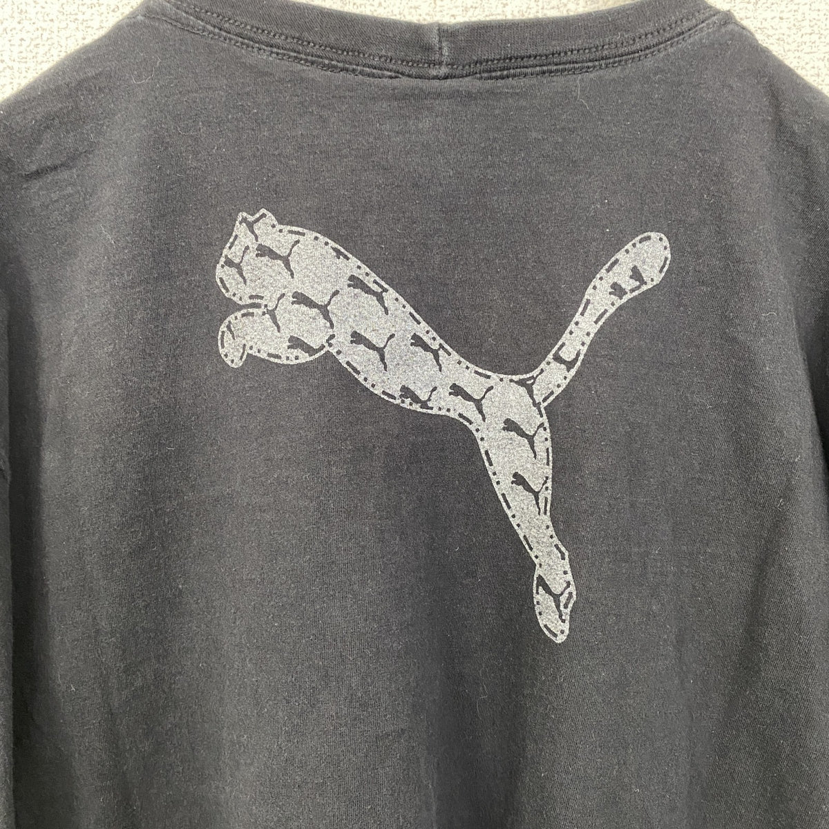 puma　プーマ　半袖プリントTシャツ　レトロデザイン　クルーネック　スポーツ　野球　68　黒　ブラック　古着