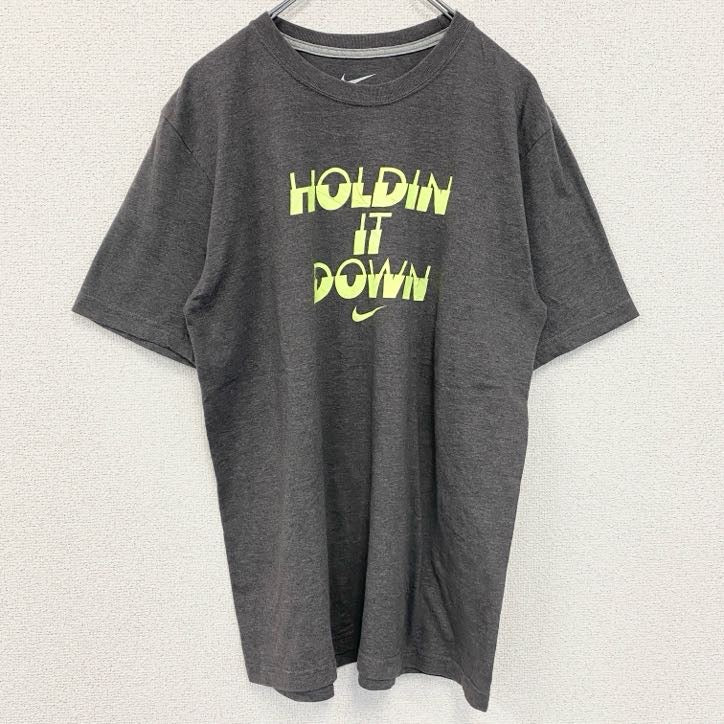NIKE　ナイキ　半袖プリントTシャツ　HOLDIN IT DOWN　レトロデザイン　チャコールグレー　Mサイズ　古着