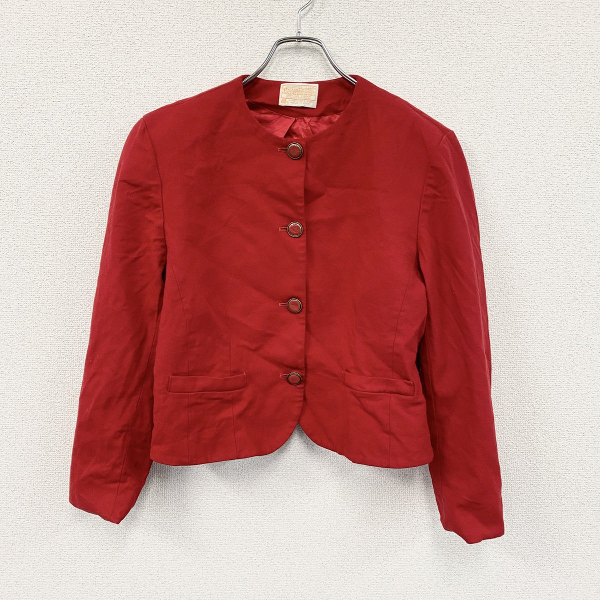 70s　PENDELTON　ペンドルトン　ウールノーカラージャケット　ヴィンテージ　赤　レッド　14サイズ　古着