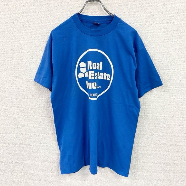 FRUIT OF THE LOOM　半袖プリントTシャツ　シングルステッチ　ヴィンテージ　青　ブルー　Lサイズ　古着