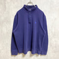 IZOD　アイゾッド　ハーフジップスウェット/トレーナー　フェード　ワンポイント　刺繍ロゴ　ビッグシルエット　紺　ネイビー　Lサイズ　古着