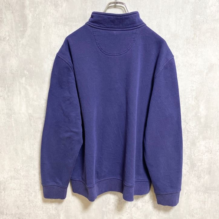 IZOD　アイゾッド　ハーフジップスウェット/トレーナー　フェード　ワンポイント　刺繍ロゴ　ビッグシルエット　紺　ネイビー　Lサイズ　古着