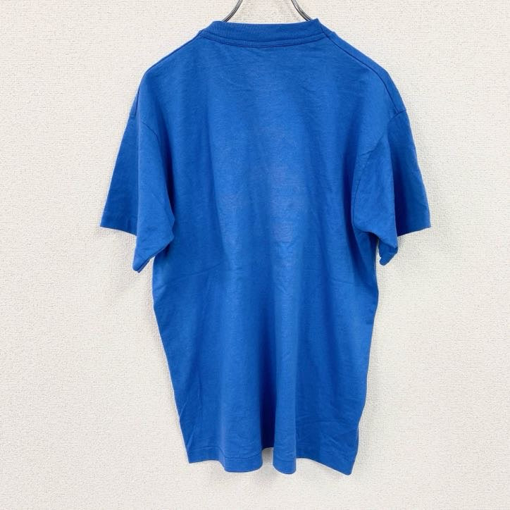 FRUIT OF THE LOOM　半袖プリントTシャツ　シングルステッチ　ヴィンテージ　青　ブルー　Lサイズ　古着