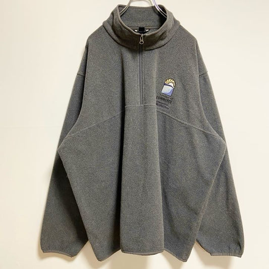 古着 used　LANDSEND　ランズエンド　長袖フリースジャケット　ハーフジップ　グレー　ビッグシルエット　3XLサイズ