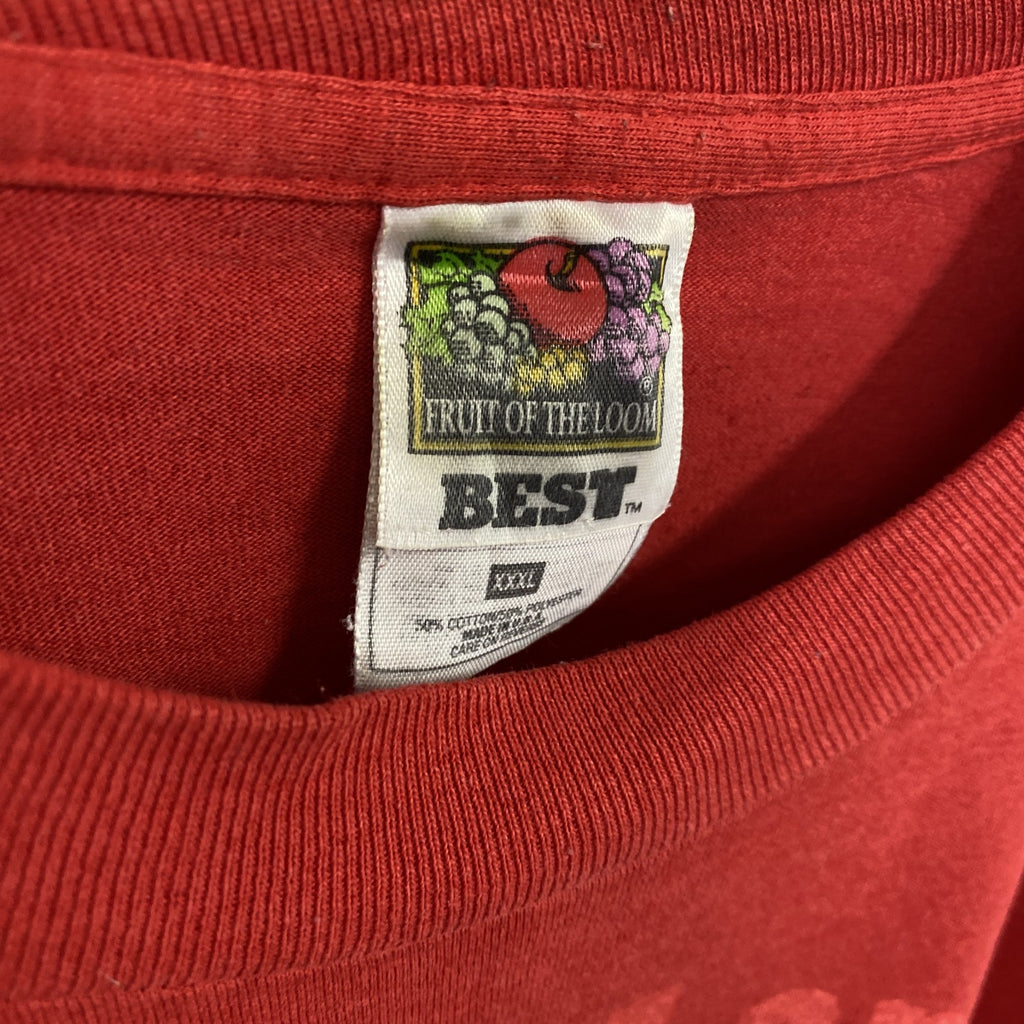 FRUIT OF THE LOOM　半袖プリントTシャツ　シングルステッチ　ヴィンテージ　赤　レッド　XXXLサイズ　古着