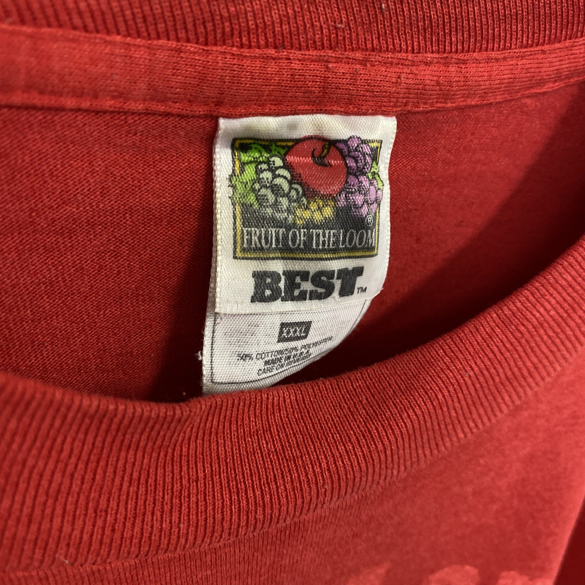 FRUIT OF THE LOOM　半袖プリントTシャツ　シングルステッチ　ヴィンテージ　赤　レッド　XXXLサイズ　古着