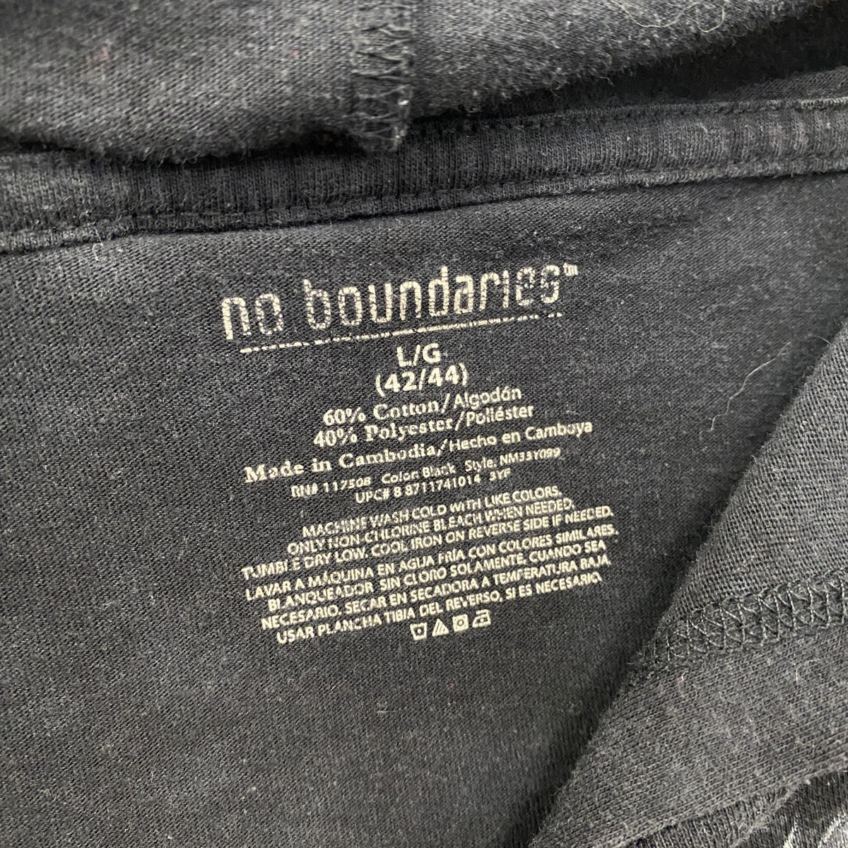 no boundaries　ノーバウンダリーズ　長袖Tシャツ/ロンT　フーディー　十字架　y2k　お兄系　黒　ブラック　Lサイズ　古着