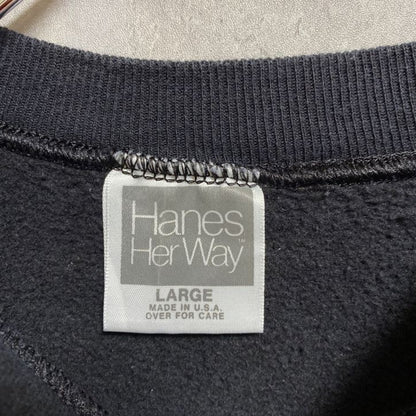 古着 used　Hanes Her Way ヘインズ　USA製　長袖ワッペンスウェット　トレーナー　ピエロ　黒　ブラック　Mサイズ