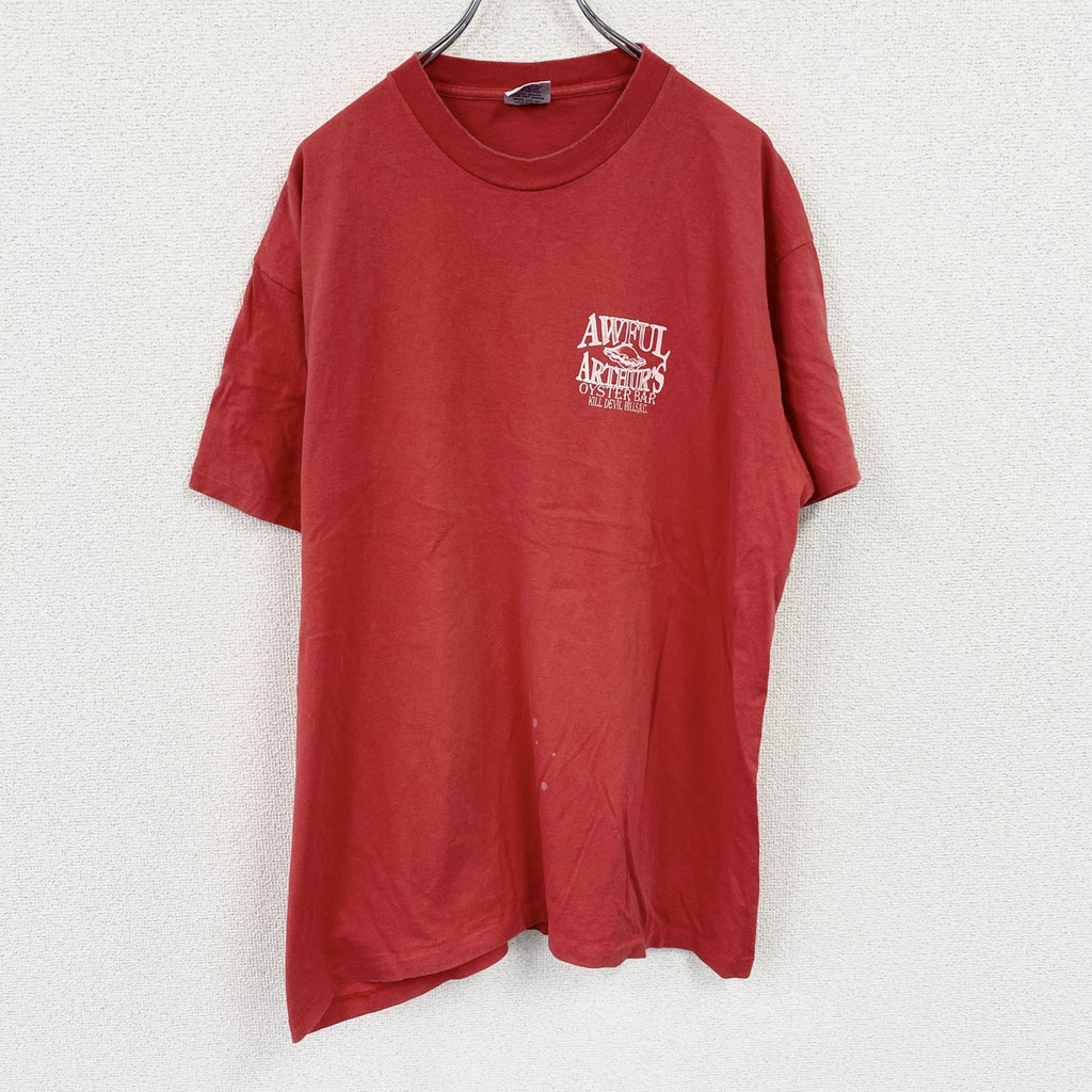 FRUIT OF THE LOOM　半袖プリントTシャツ　シングルステッチ　ヴィンテージ　赤　レッド　XLサイズ カットソー メンズ コットン 古着