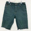 Levi's　リーバイス　550　ハーフデニムパンツ/ショートパンツ　切りっぱなし　ジップフライ　深緑　ダークグリーン　W33サイズ　古着