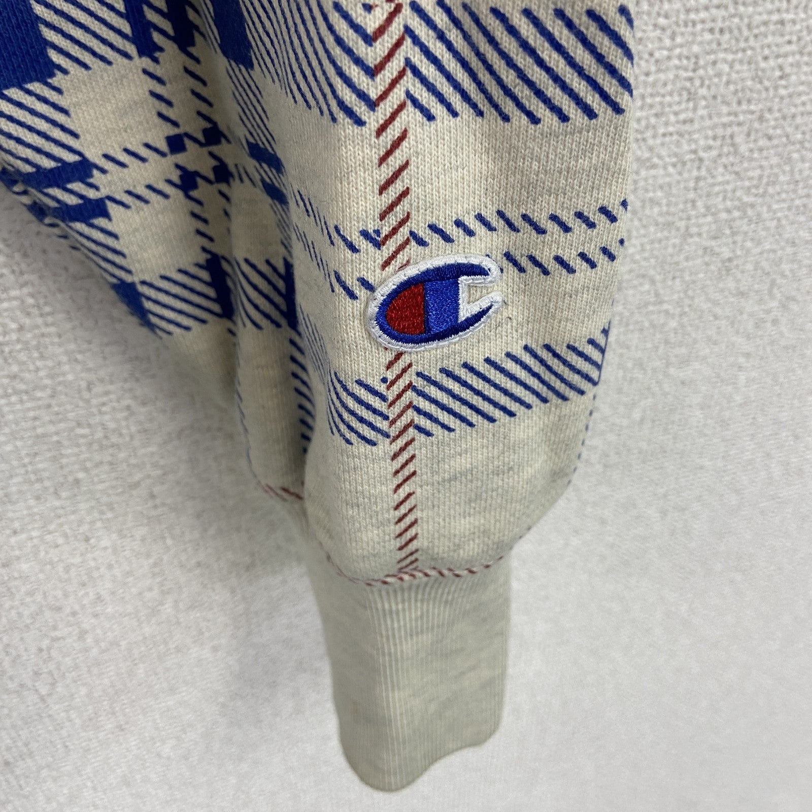 Champion　チャンピオン　リバースウィーブ　スウェットパーカー/フーディー　チェック柄　ホワイト　2XLサイズ　古着
